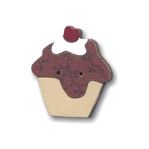 Botão Madeira Patchwork Cupcake chocolate