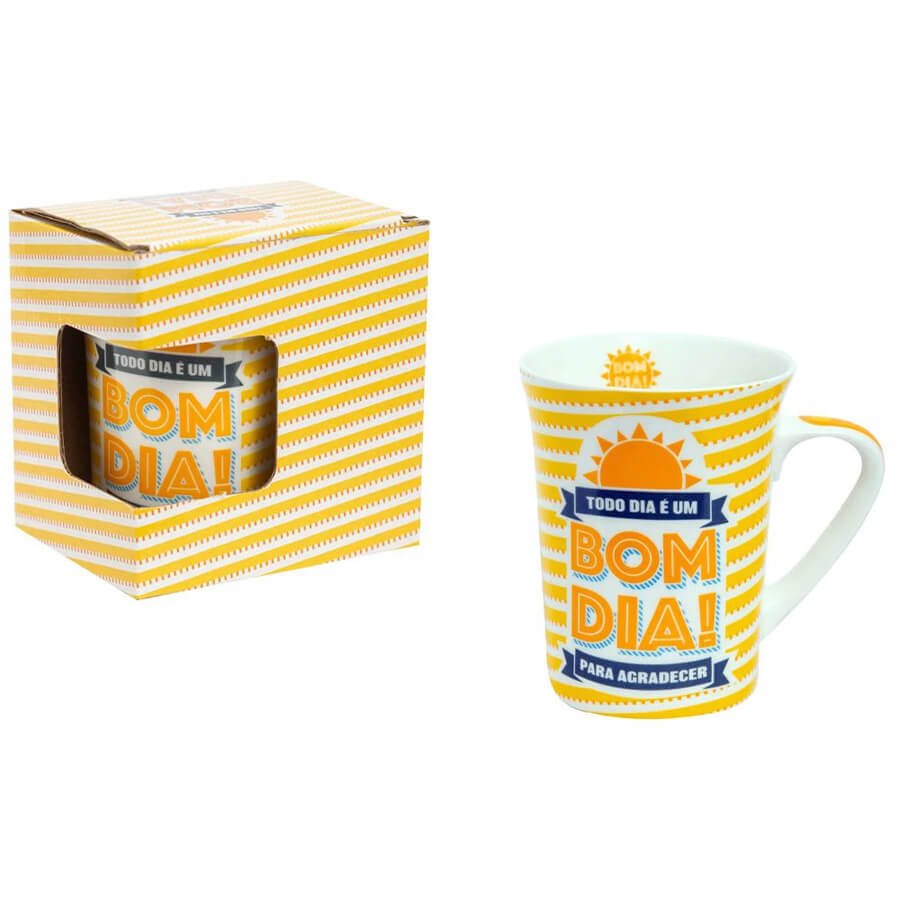 Caneca De Porcelana Branca Atacado Sp Caneca Porcelana Bom Dia 340ml Cb Atacado